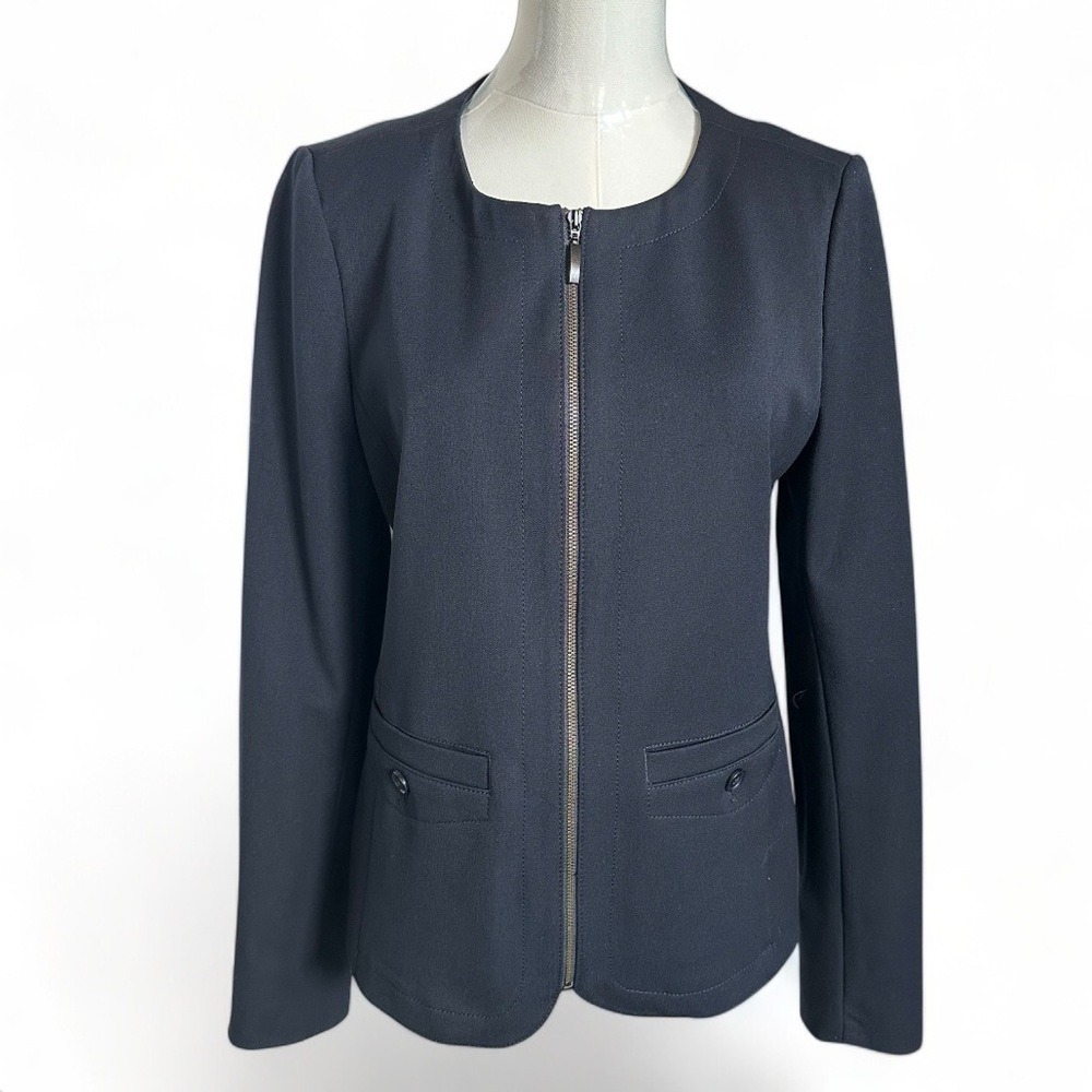 NWT Eddie Bauer Women's Feminine Zip Up Minimalist Clean Girl Office‎ Blazer 6